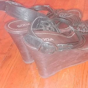 Soda black wedge sandals